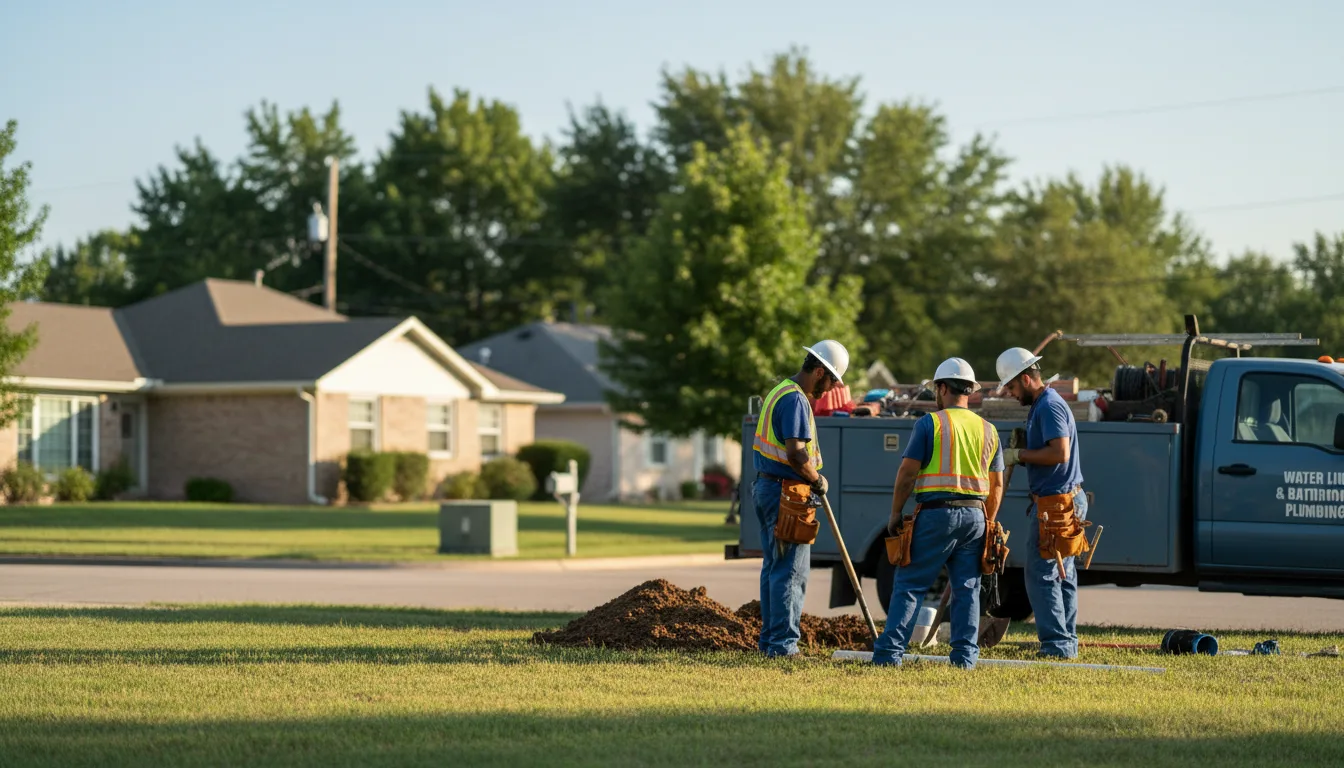 Residential water line and bathroom plumbing service in Olustee, OK